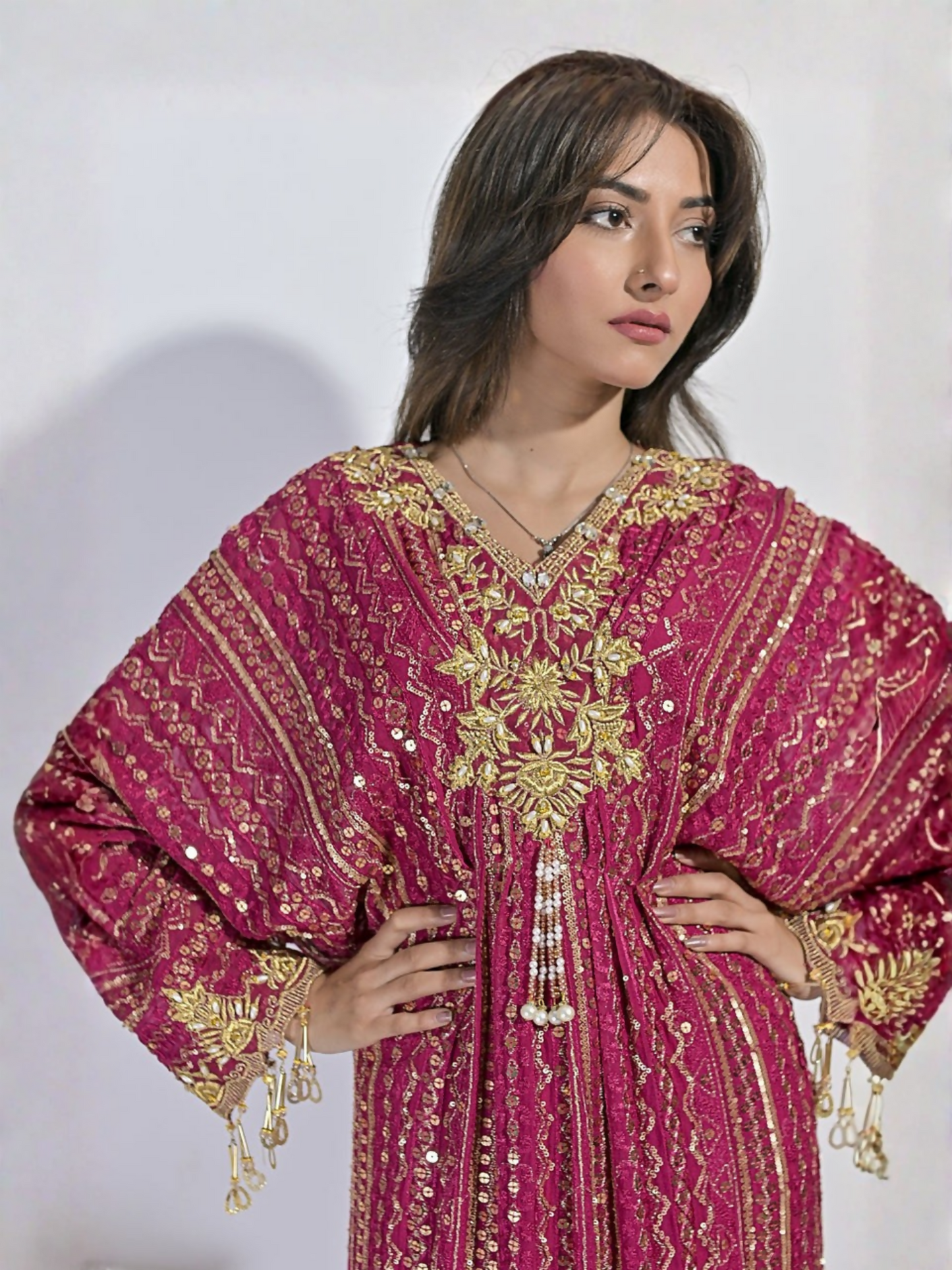 Ruby's Couture Festive Fall'25 Chiffon Embellished Kaftan Set-Maaheen