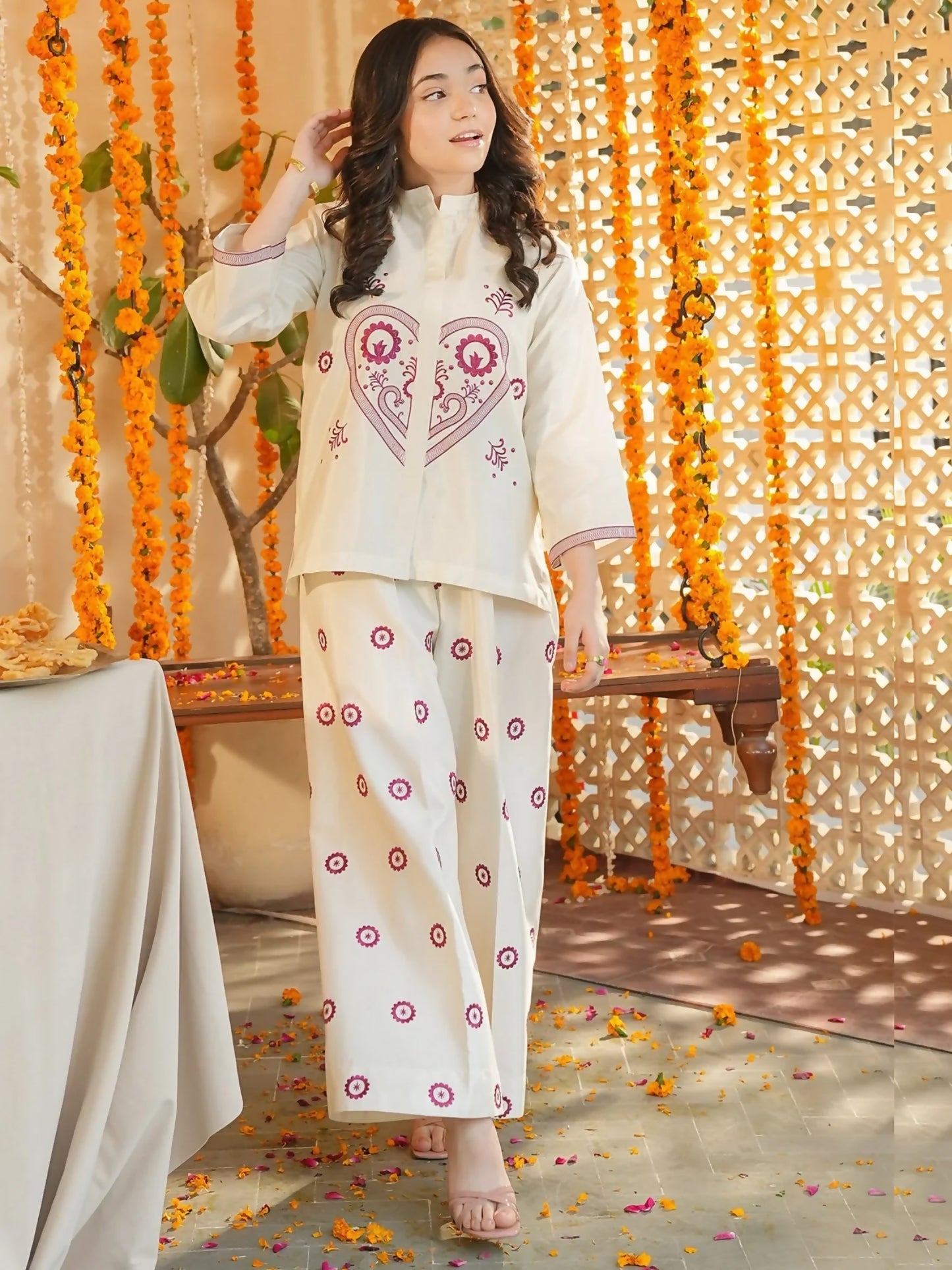 Panache Apparel Noore Eid Edit Cotton Embroidered Co-Ord Set-Zelina