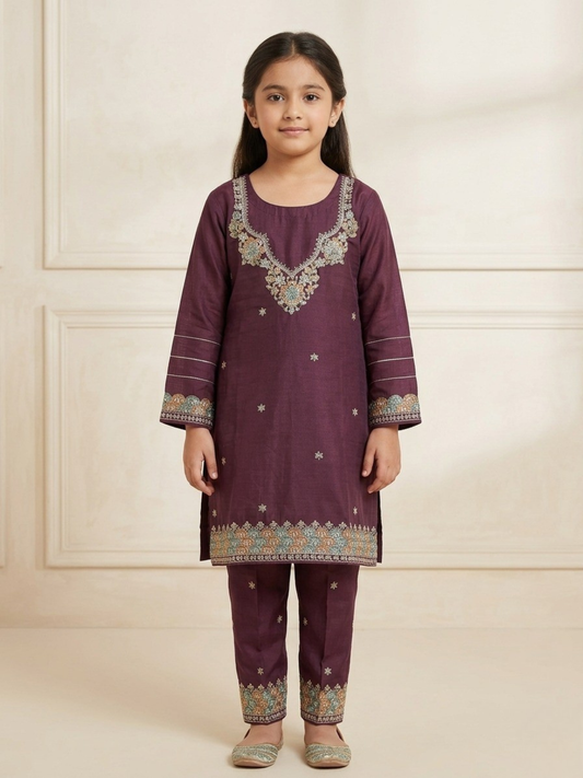 Purple Bin Shaukat Pima Lawn Embroidered Stitched 2-Piece Suit