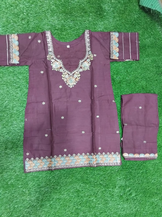 Purple Bin Shaukat Pima Lawn Embroidered Stitched 2-Piece Suit