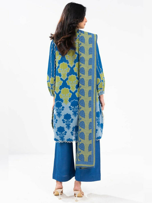 Alkaram Studio Khaddar Printed Unstitched 3-Piece Suit-FW-46-24-Blue