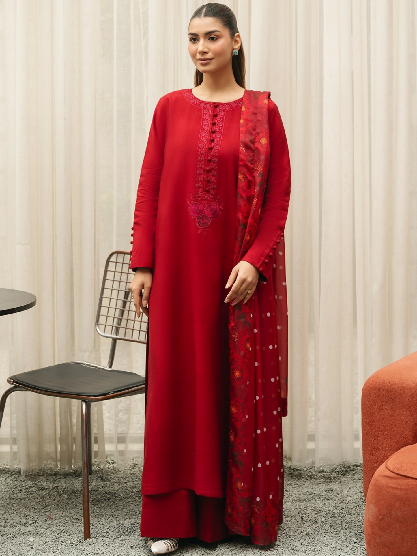 Mannat Clothing Suave Edit Raw Silk Embroidered Stitched Suit-Gazar