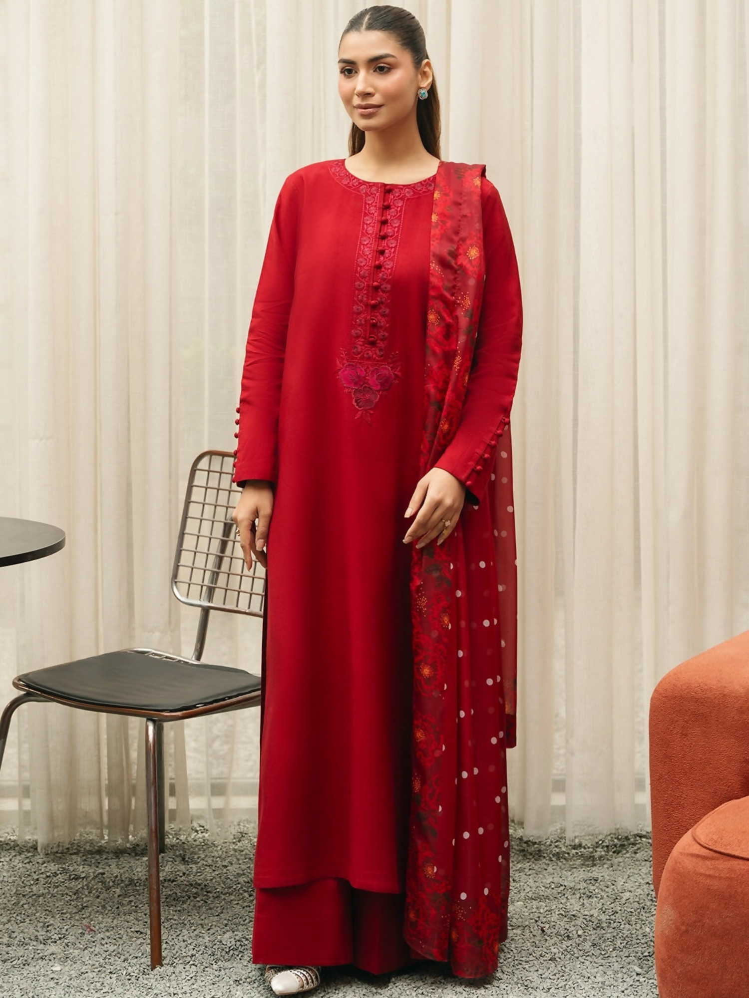Mannat Clothing Suave Edit Raw Silk Embroidered Stitched Suit-Gazar
