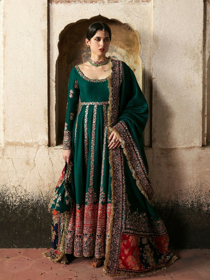 Hussain Rehar Massarat Festive Unstitched'25 Korean Raw Silk Embroidered 3-Piece Suit-Meherunissa