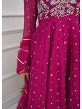 Allure By IH Lehr Chiffon Embroidered Lehenga-Very Berry