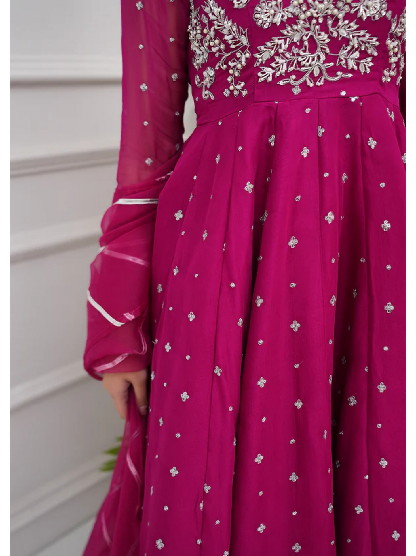 Allure By IH Lehr Chiffon Embroidered Lehenga-Very Berry
