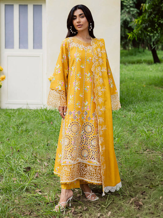 Mahnur Gardenia Khaddar Embroidered Unstitched 3-Piece Suit-GR-08