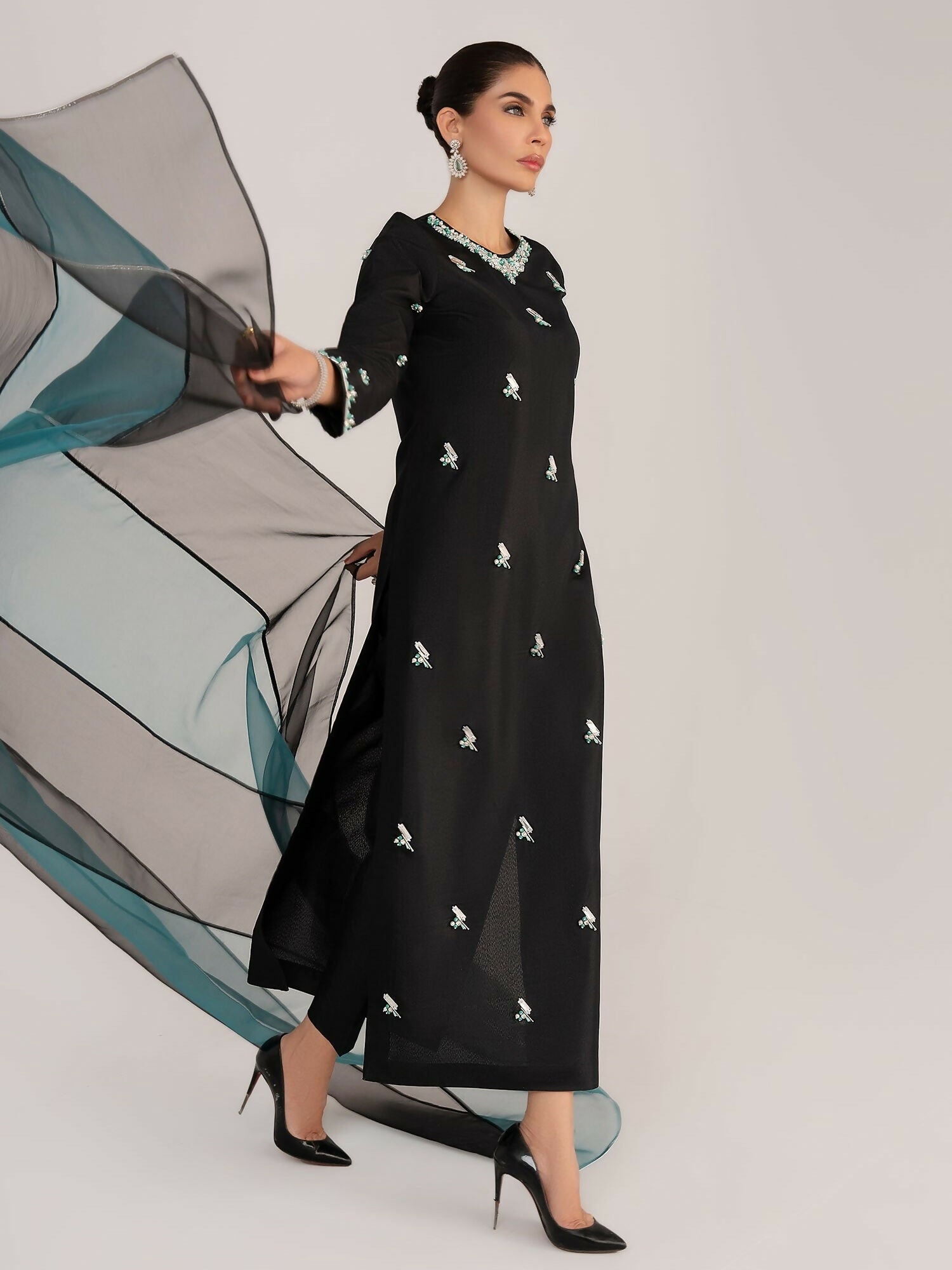 Allure By IH Raw Silk Embellished Stitched 3-Piece Suit-Mia