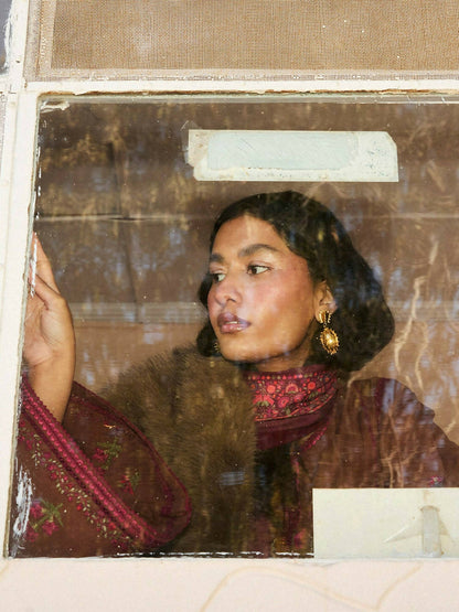 Jugnu by Hussain Rehar Khaddar Embroidered Unstitched 3-Piece Suit-Hazel