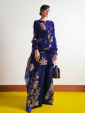 Hussain Rehar Basic Not Basic IV Raw Silk Embellished Stitched 3-Piece Suit-Marine