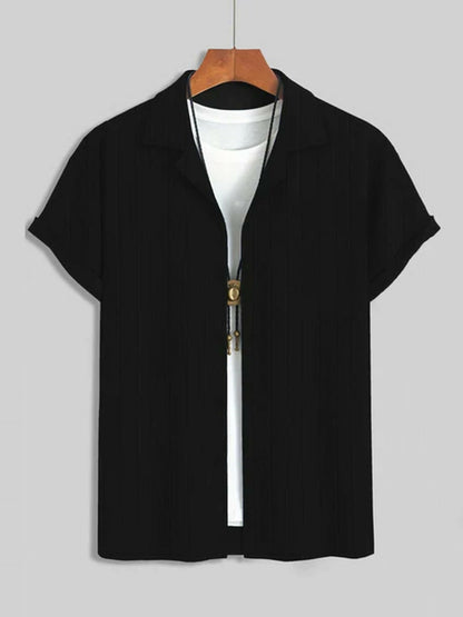 Jupiter Plain Knitwear Lapel Collar Button Shirt-15153