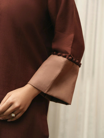 Mannat Clothing Suave Edit Raw Silk Co-Ord Set-Espresso