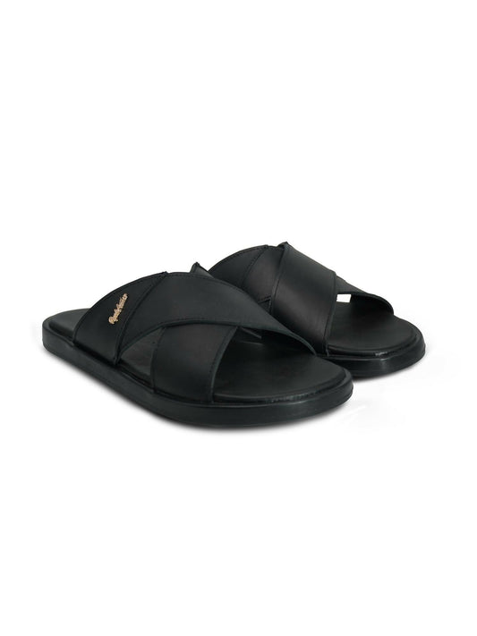 Men's cow leather slippers by Royale Leather with durable rubber sole and all-day comfort, ideal for casual and semi-formal wear.