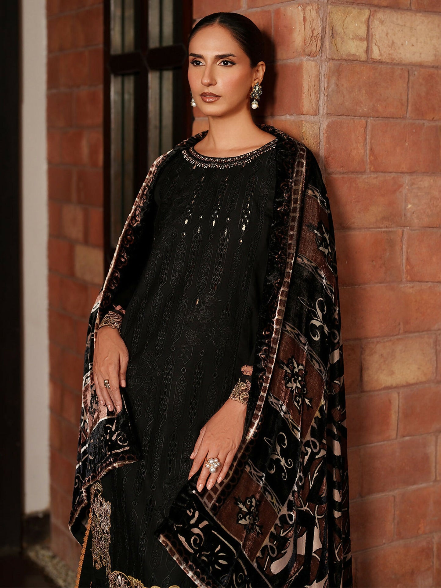 Parishay Panache Winter Corduroy Embroidered Unstitched 3-Piece Suit-PNE-10