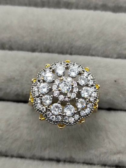 H&A Jewellery 18K Gold Polished Zircon Cluster Ring