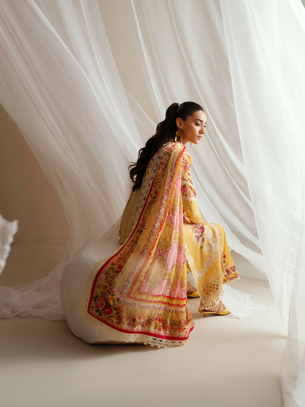 Binilyas Eres Bonita Viscose Embroidered Stitched 3-Piece Suit-1101-B