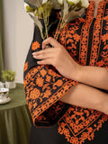 Stylish Collection Linen Embroidered Stitched 2-Piece Suit-Black Lava