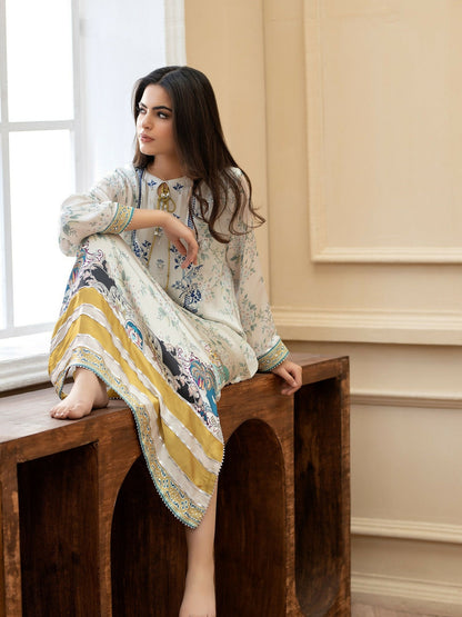 Shiza Hassan Miha Luxury Pret Satin Silk Printed 2-Piece Suit-Izel