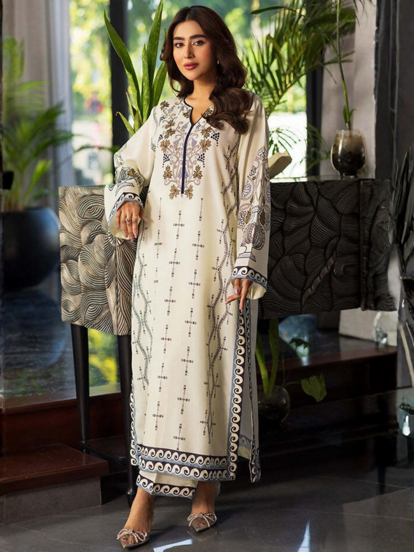 MH Cloth House Poly Lawn Printed Stitched 2-Piece Suit-Zaibunisa