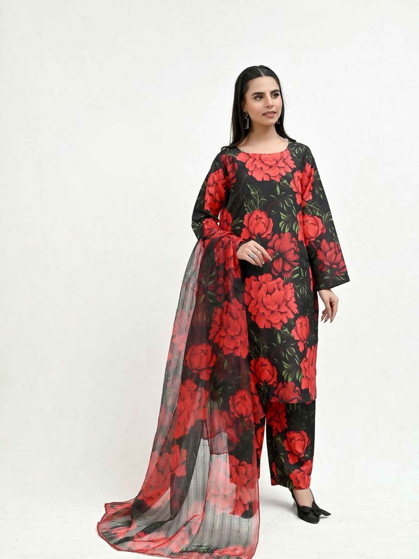 Imran Aftab Valentine's Day Raw Silk Printed Stitched 3-Piece Suit-IAVD 06