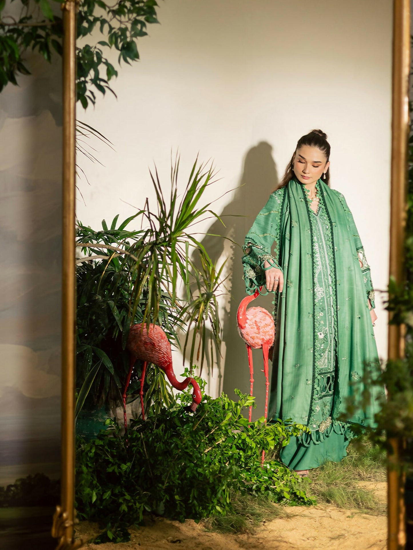 Mahnur Kaia Slub Linen Embroidered Stitched 3-Piece Suit-K- 05