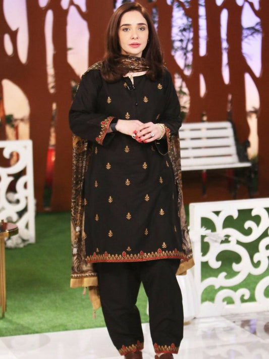 MAK Fashion Lawn Embroidered Stitched Suit 3-Piece-Kajal