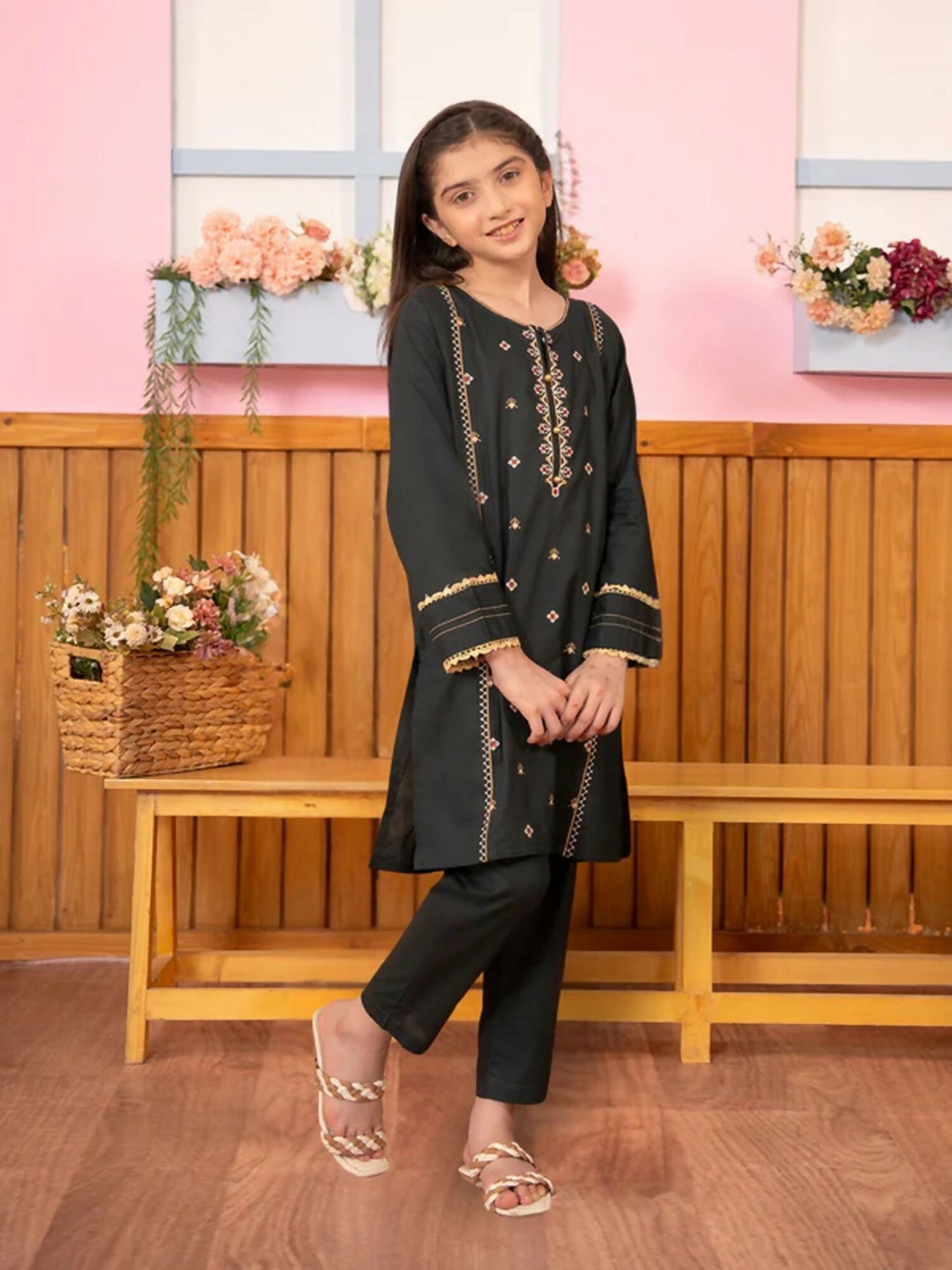 Velvour Girls Embroidered Stitched 2-Piece-Suit-VG87-B