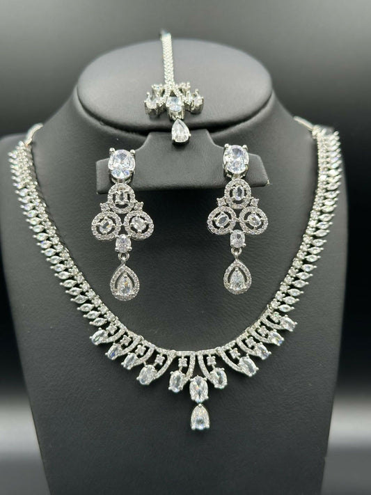 H&A Jewellery One Carat Silver Rhodium Plated Jewellery Set