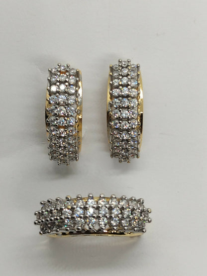 H&A Jewellery Dual Tone Stud Earrings and Ring Set