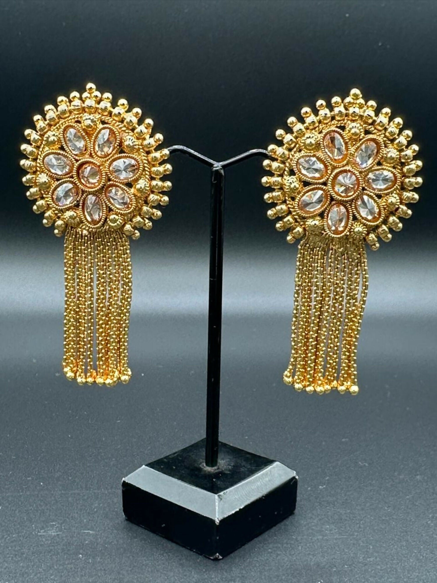 H&A Jewellery Indian Gold Plated Polki Earrings