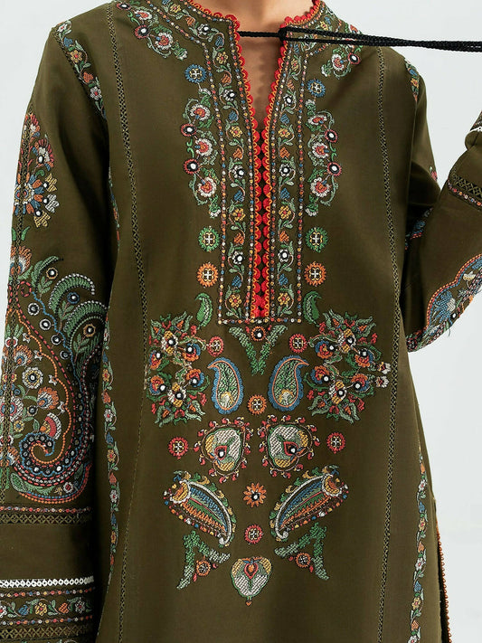 Jugnu By Hussain Rehar Khaddar'25 Embroidered Unstitched 3-Piece Suit-Soni