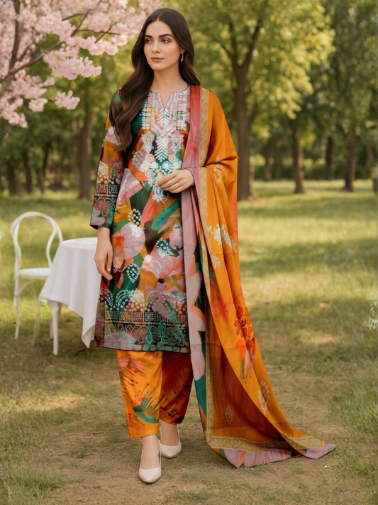 Blush & Bloom Aira Lawn Embroidered Unstitched 3-Piece Suit-03