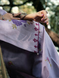 Hemstitch Lawn Embroidered Stitched 3-Piece Suit-Lavender