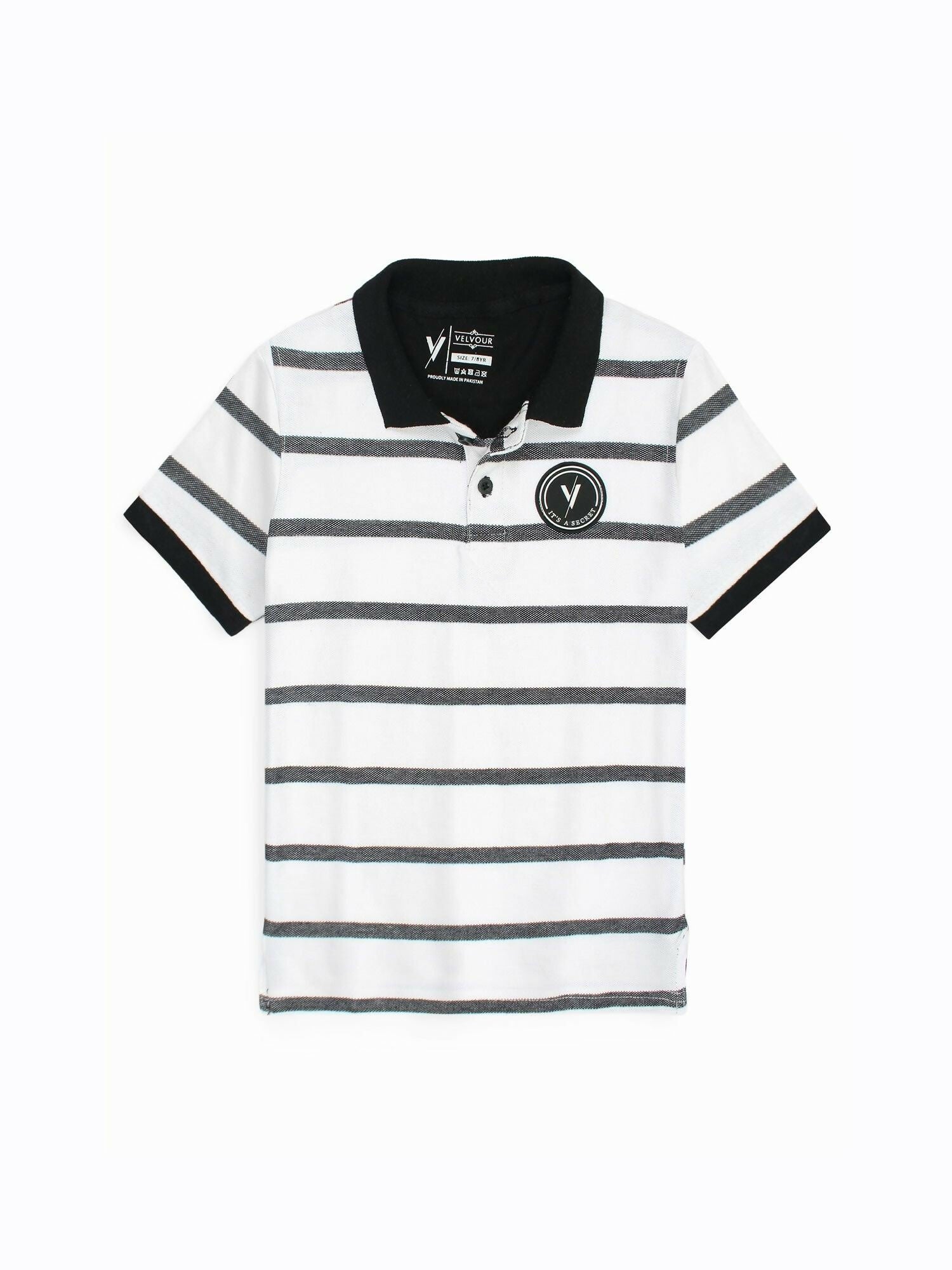 Simple boys’ summer polo shirt with half sleeves, breathable piqué fabric, contrast tipping on the collar, and subtle embroidered branding – perfect for daily comfort.