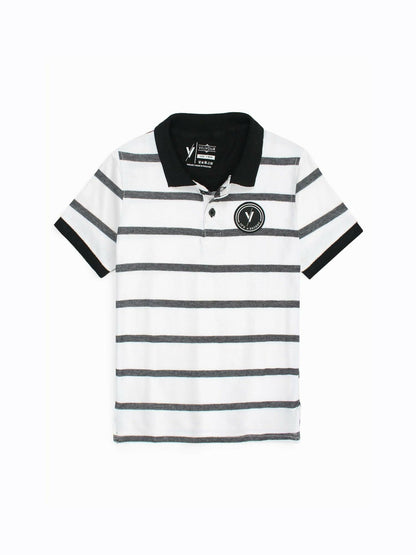Simple boys’ summer polo shirt with half sleeves, breathable piqué fabric, contrast tipping on the collar, and subtle embroidered branding – perfect for daily comfort.