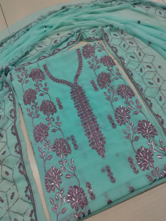 Duas Boutique Chiffon Embellished Unstitched 2-Piece Suit-Style 18