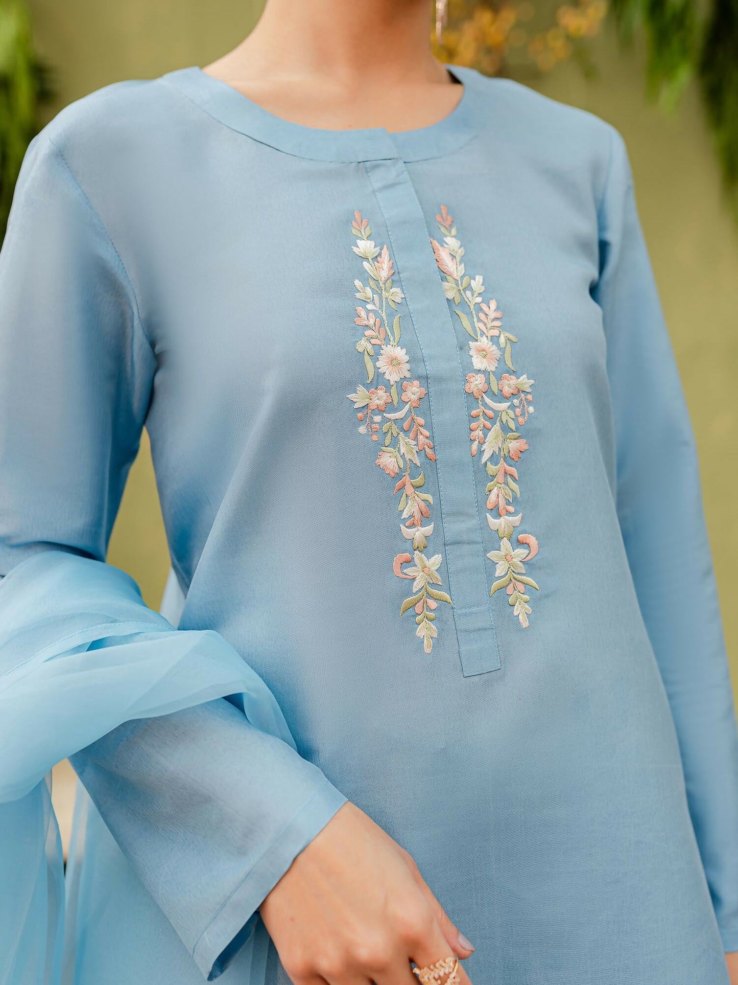 Allure By IH Katan Silk Embroidered Stitched 3-Piece Suit-Zora