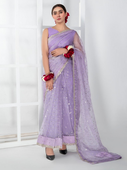 Imran Aftab Lux Winter Wedding Organza Embroidered Unstitched Saree-IASC-26