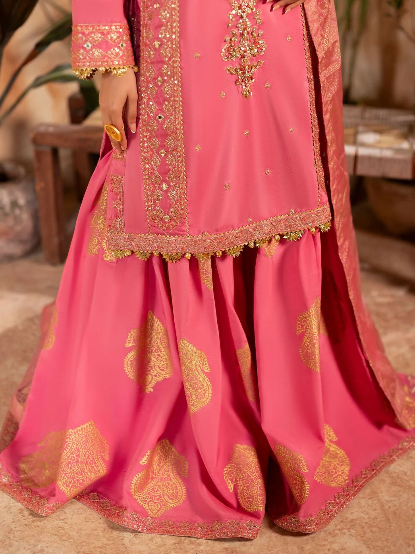 Shurooq Kanpur 1912 Silk Embellished Stitched 3-Piece Suit-Shahkaar