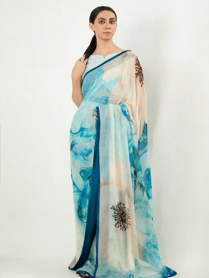 Imran Aftab Chiffon Printed Unstitched Saree-IASC 21