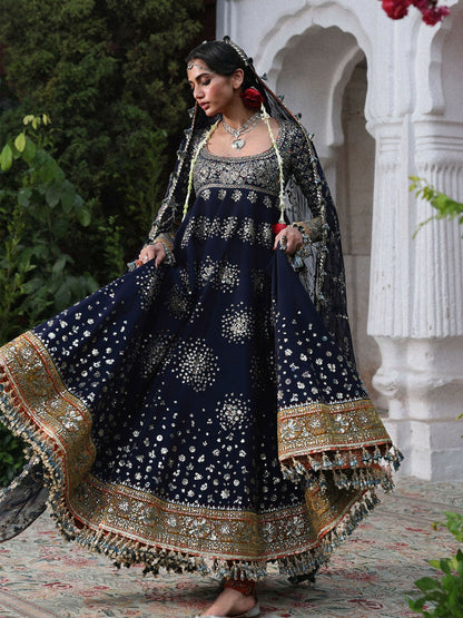 Hussain Rehar Festive Unstitched'26 Korean Raw Silk Embroidered 3-Piece Suit-Nain Tara