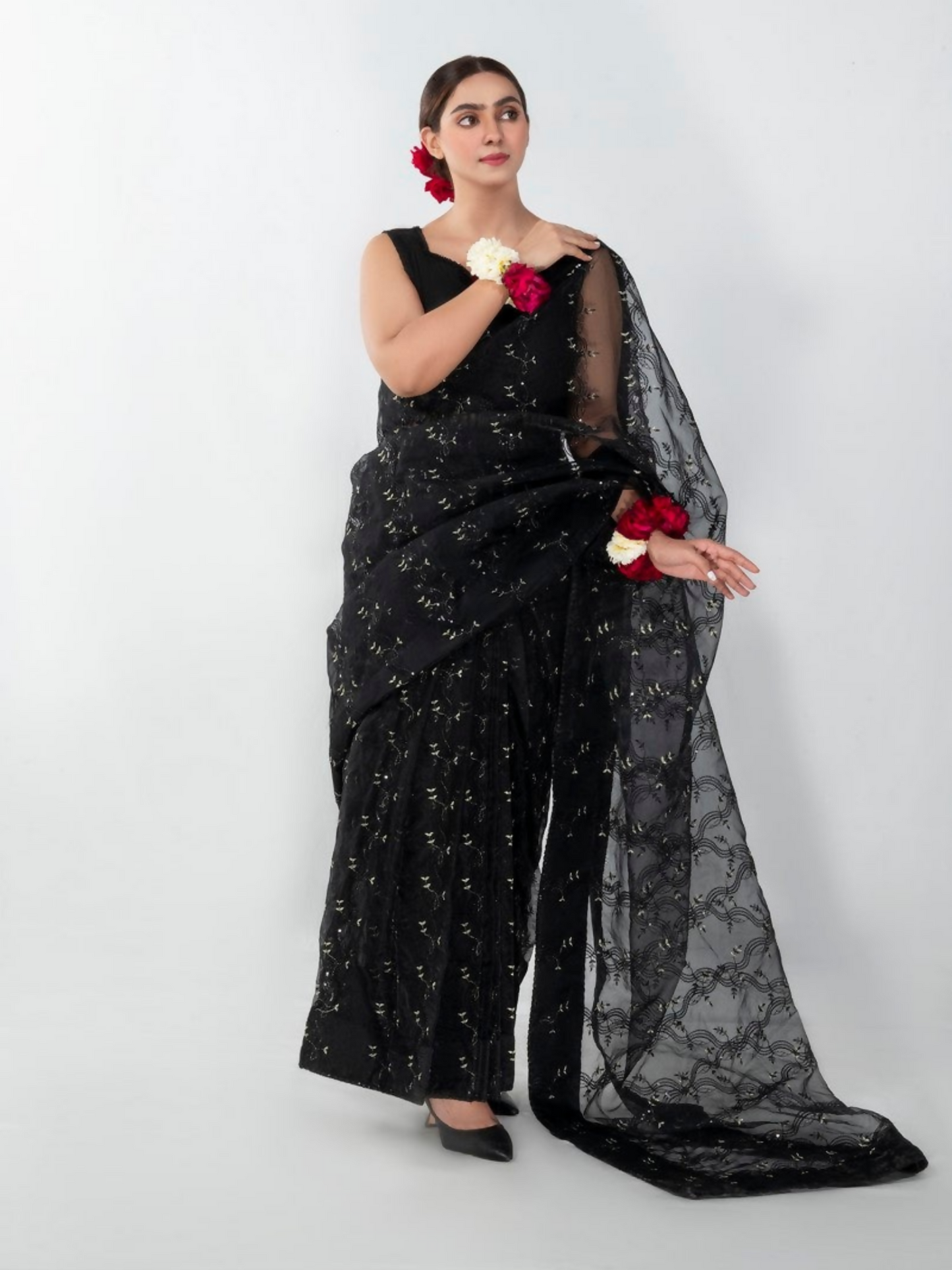Imran Aftab Lux Winter Wedding Organza Embroidered Unstitched Saree-IASC-25