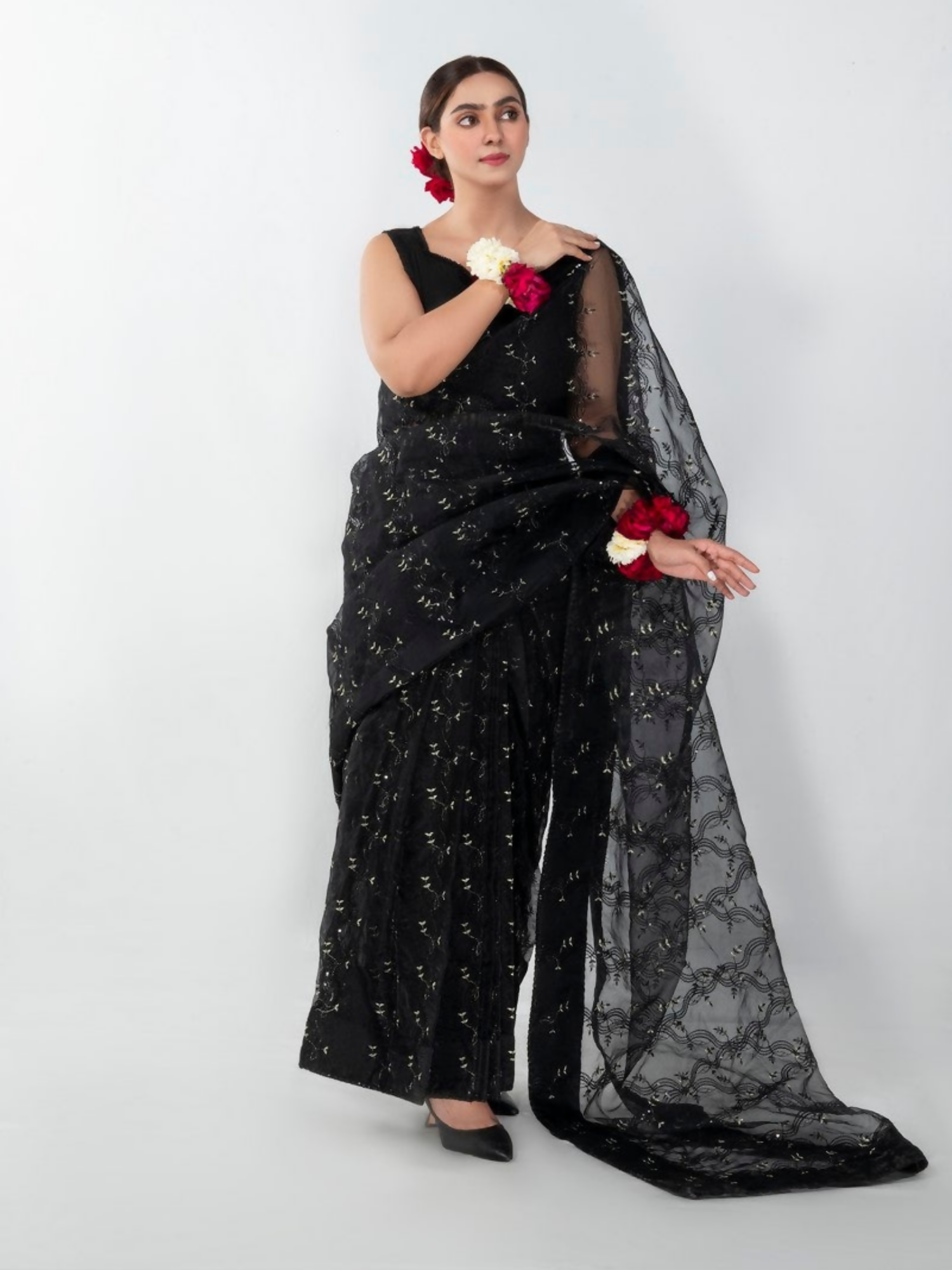 Imran Aftab Lux Winter Wedding Organza Embroidered Unstitched Saree-IASC-25