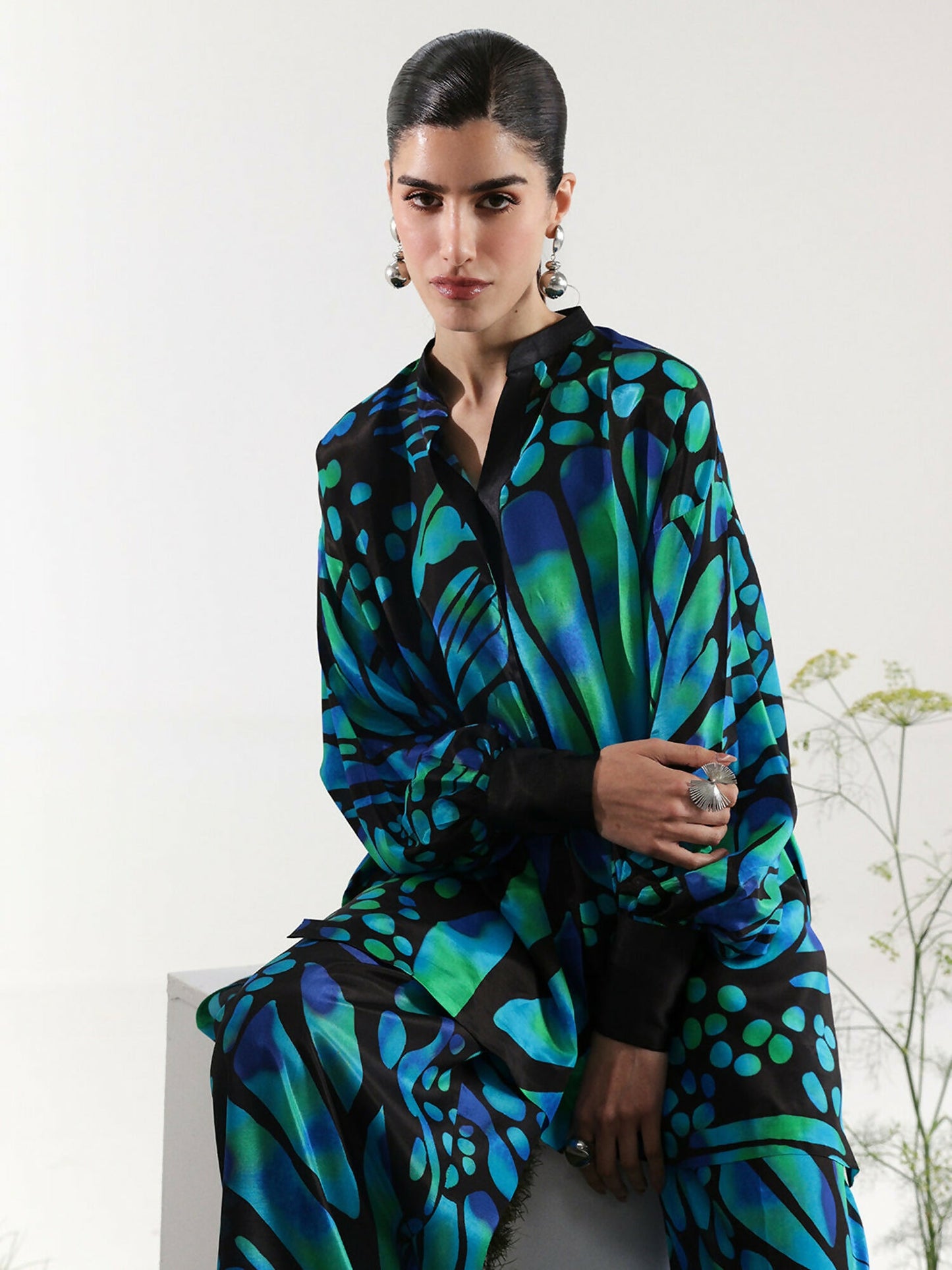 Binilyas Silk Digital Printed Co-Ord Set-30096