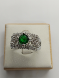 Green H&A Jewellery One Carat Silver Rhodium Plated Ring-Green