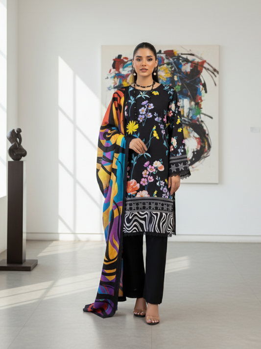 Motifz Linen Printed Unstitched 3-Piece Suit-10