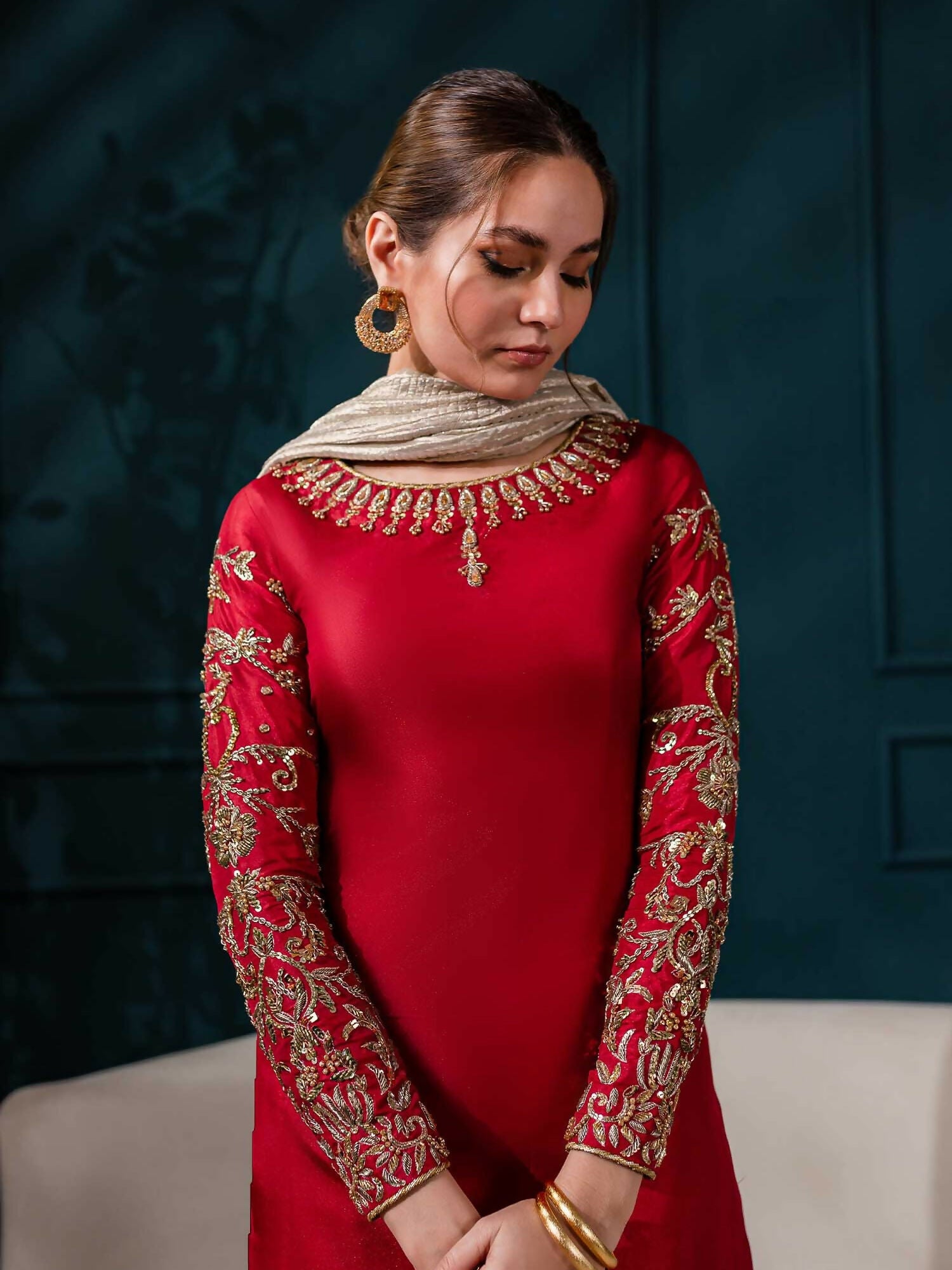 Allure By IH Katan Silk Embellished Stitched 3-Piece Suit-Emma