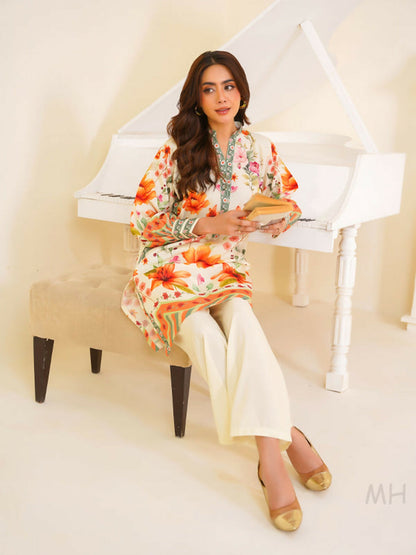 MH Cloth House Poly Lawn Printed Stitched 2-Piece Suit-Gulbahar