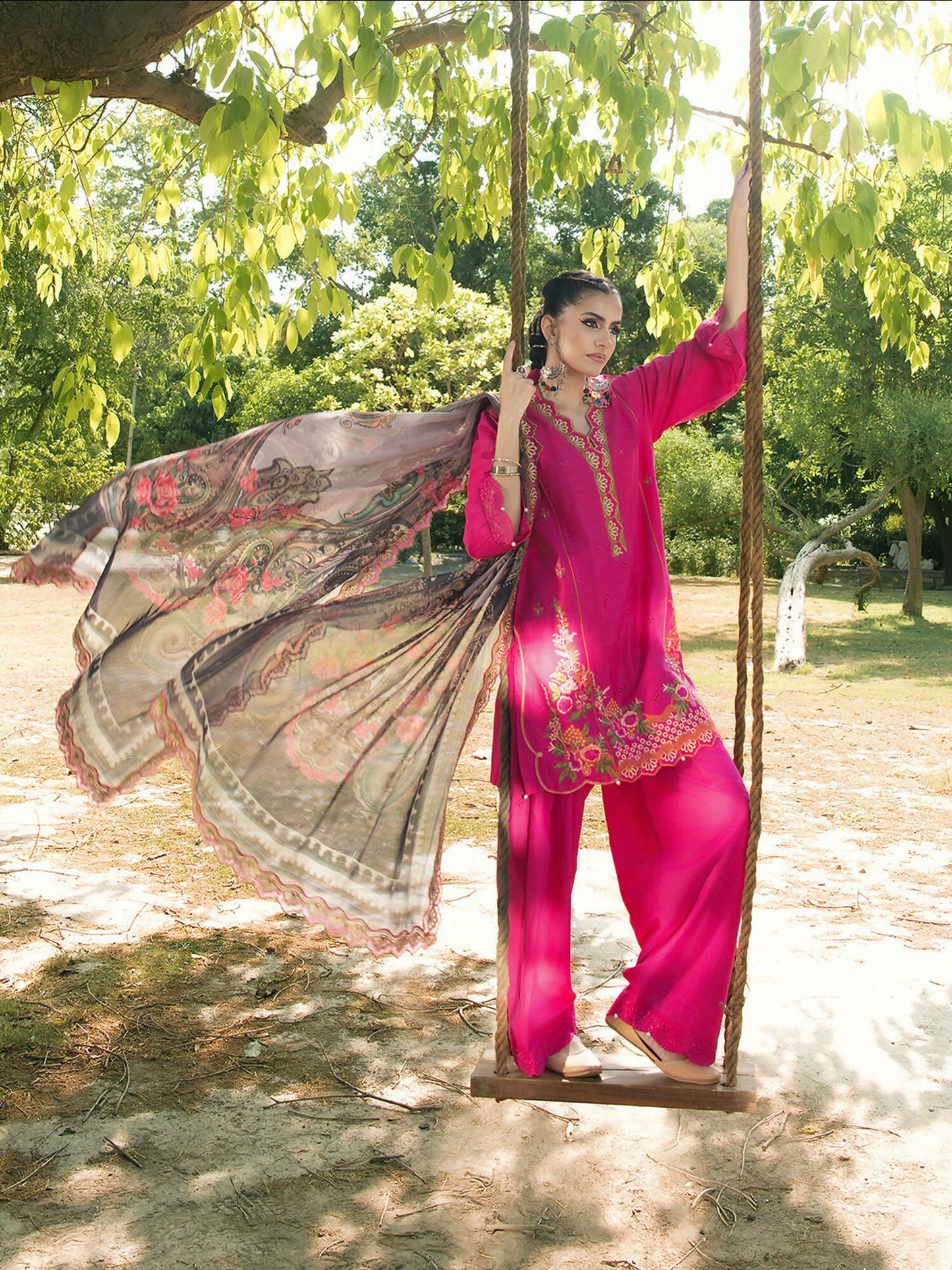 Hemstitch Lawn Embroidered Stitched 3-Piece Suit-Blush Petal