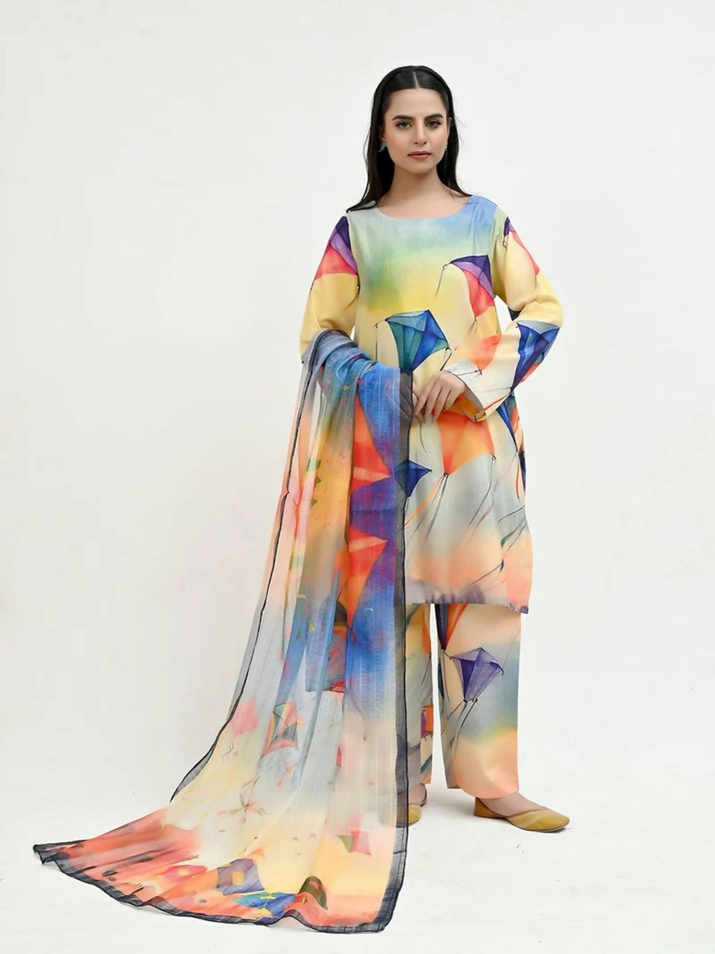 Imran Aftab Basant Mela Raw Silk Printed Stitched 3-Piece Suit-IARP 08